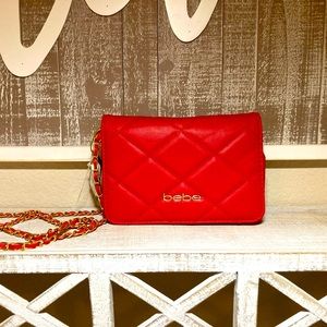 Bebe cassia flap crossbody purse, red